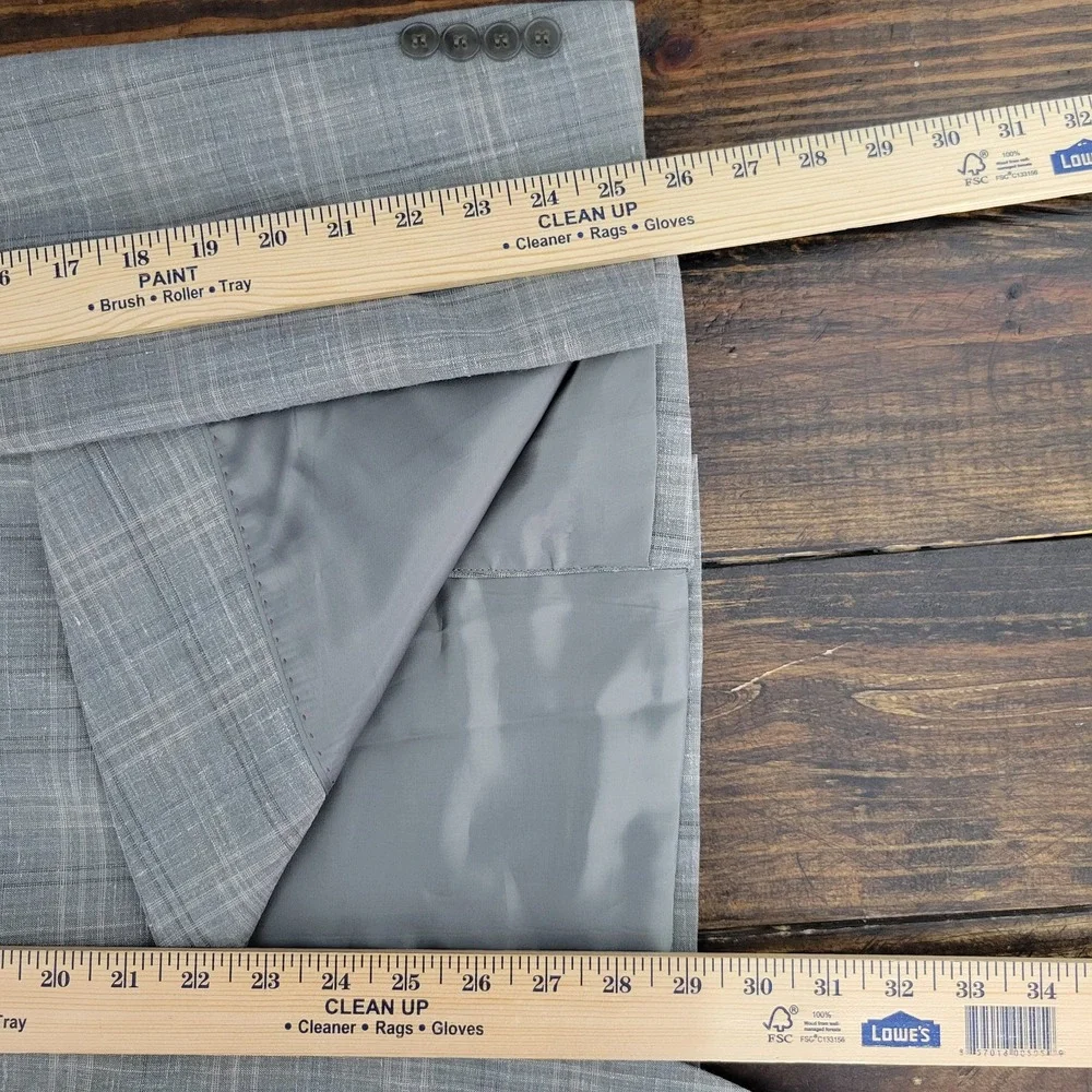 Calvin Klein Men's Sport Coat Blazer Gray Plaid Wool Linen Poly Extreme Slim 40R